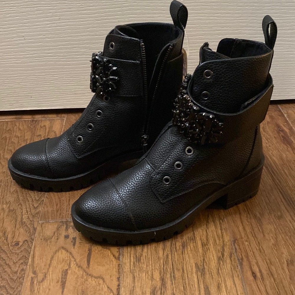 Black blinged out Karl Lagerfeld boots 🥾